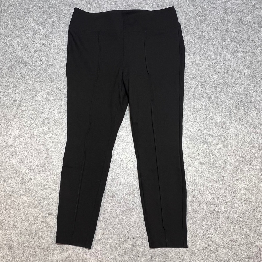 Nine West Womens Black Pintuck Seam Pull On Tapered Dress Pants Large